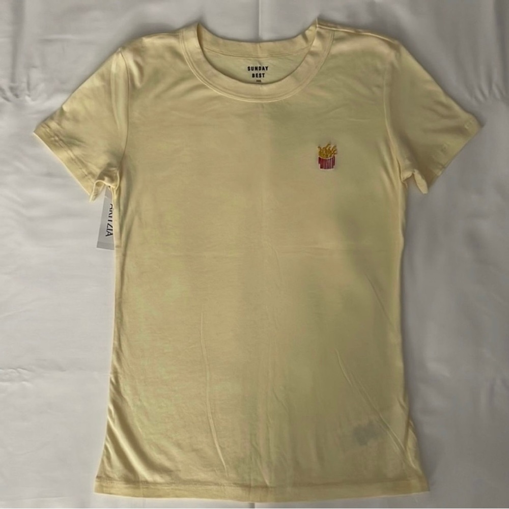 Aritzia Sunday Best Yellow French Fries T-shirt Sz XXS
